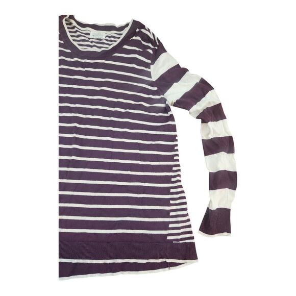 Market & Spruce womens sweater sz XL maroon cream strips long sleeve - Picture 4 of 9